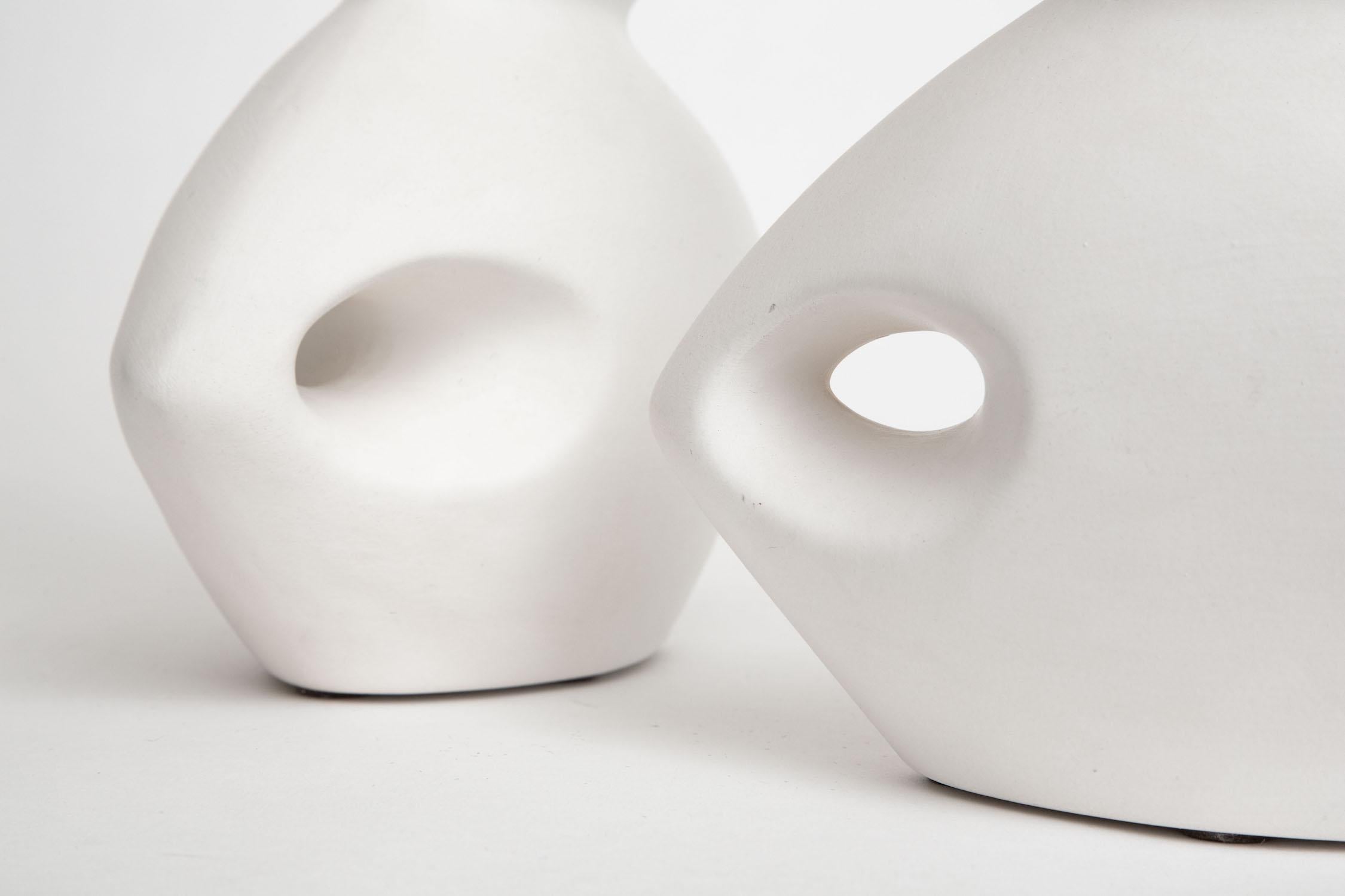 Italian Space Age Sculptural White Ceramics Vintage Pair of 2