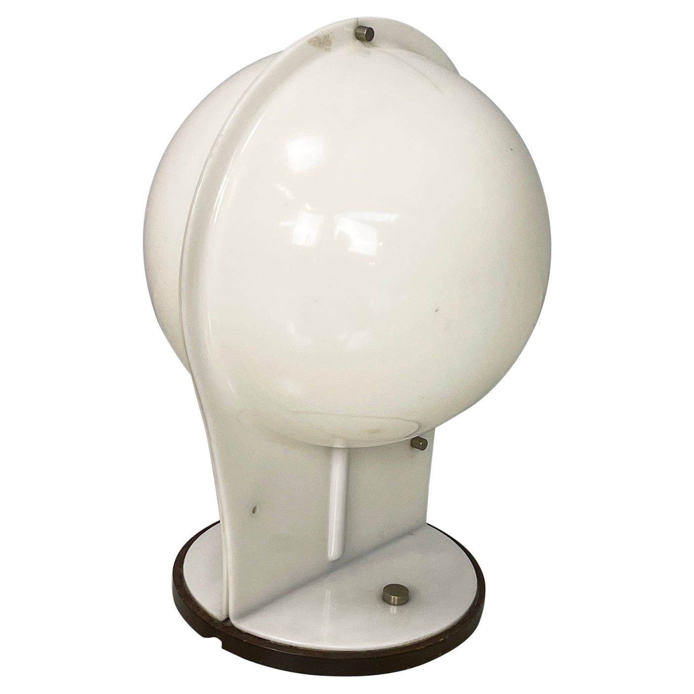 Lámpara de sobremesa italiana Spherical en plástico blanco, años 70