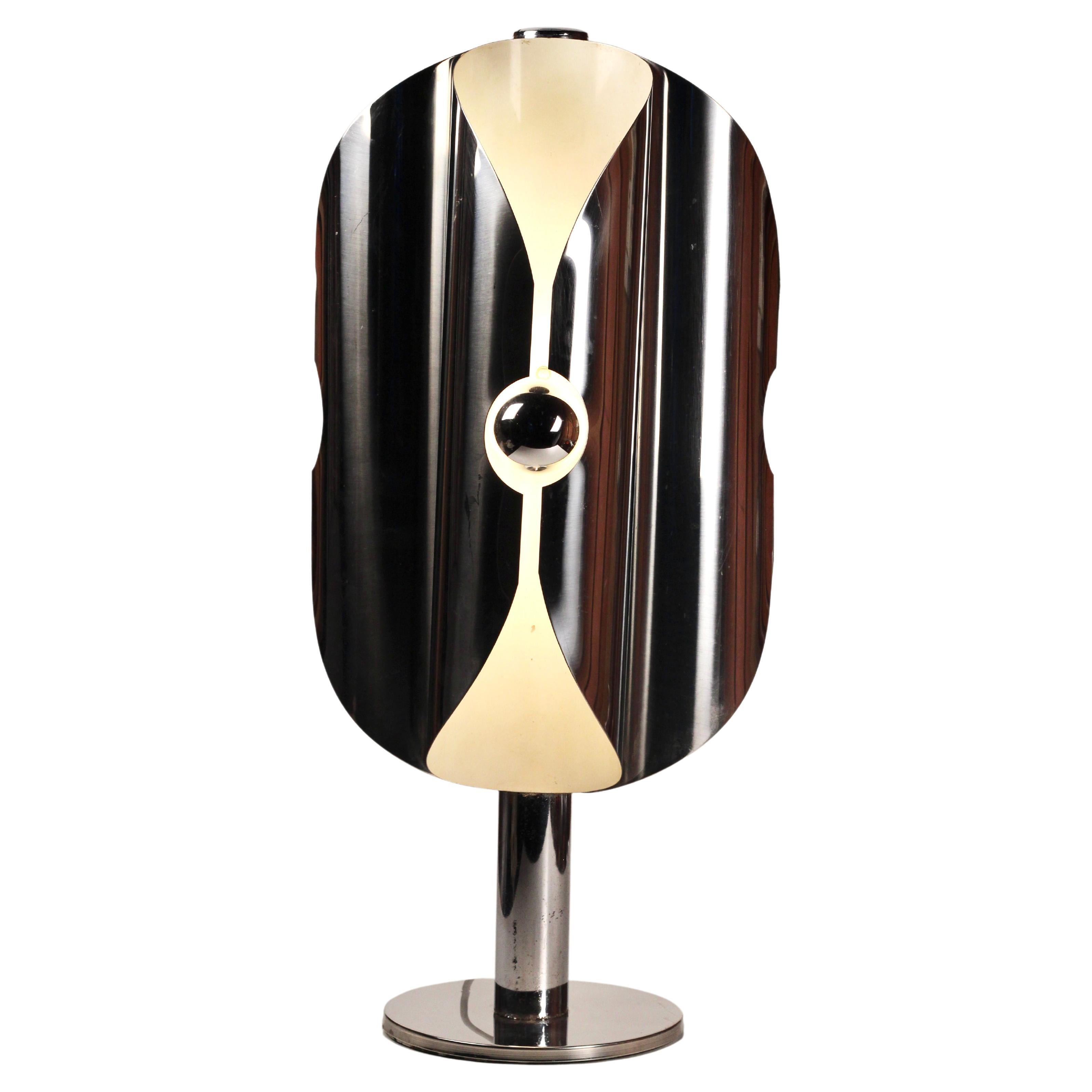 Italienische Steel Age Tischlampe aus Edelstahl - Goffredo Reggiani zugeschrieben im Angebot