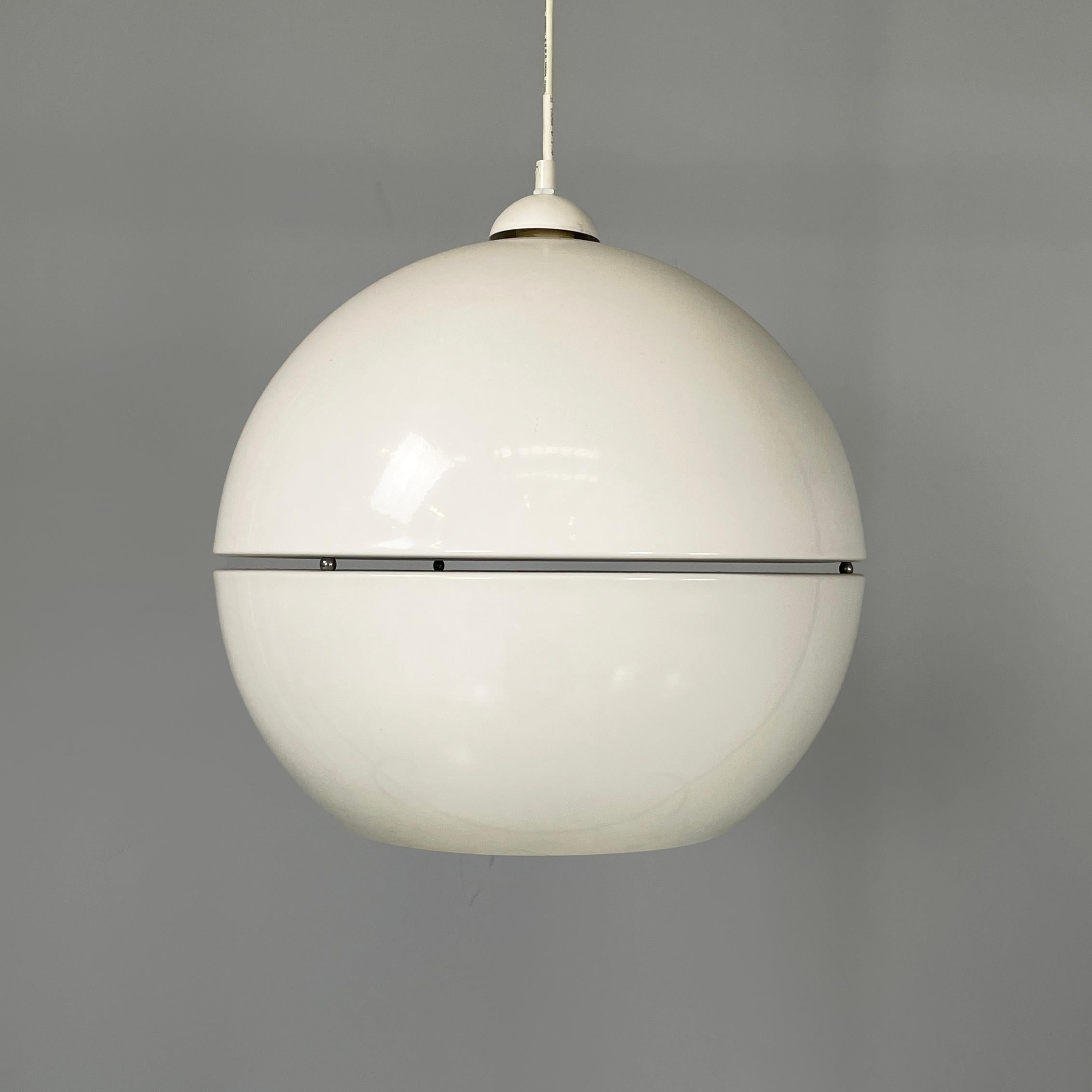 Métal Lustre italien de style ère spatiale en métal blanc, années 2000 en vente