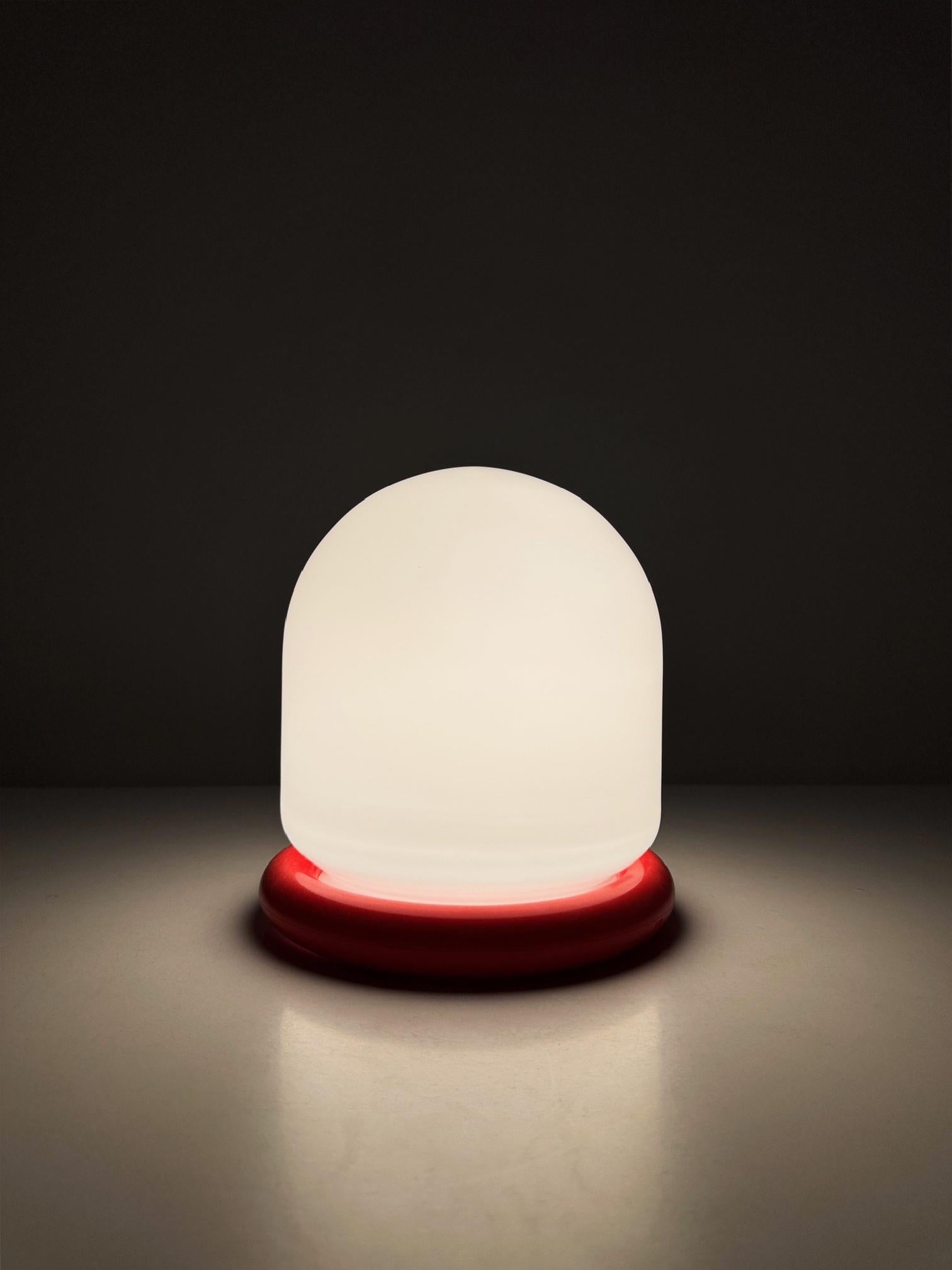 Glass Italian Space Age Table Lamp, 1970s For Sale