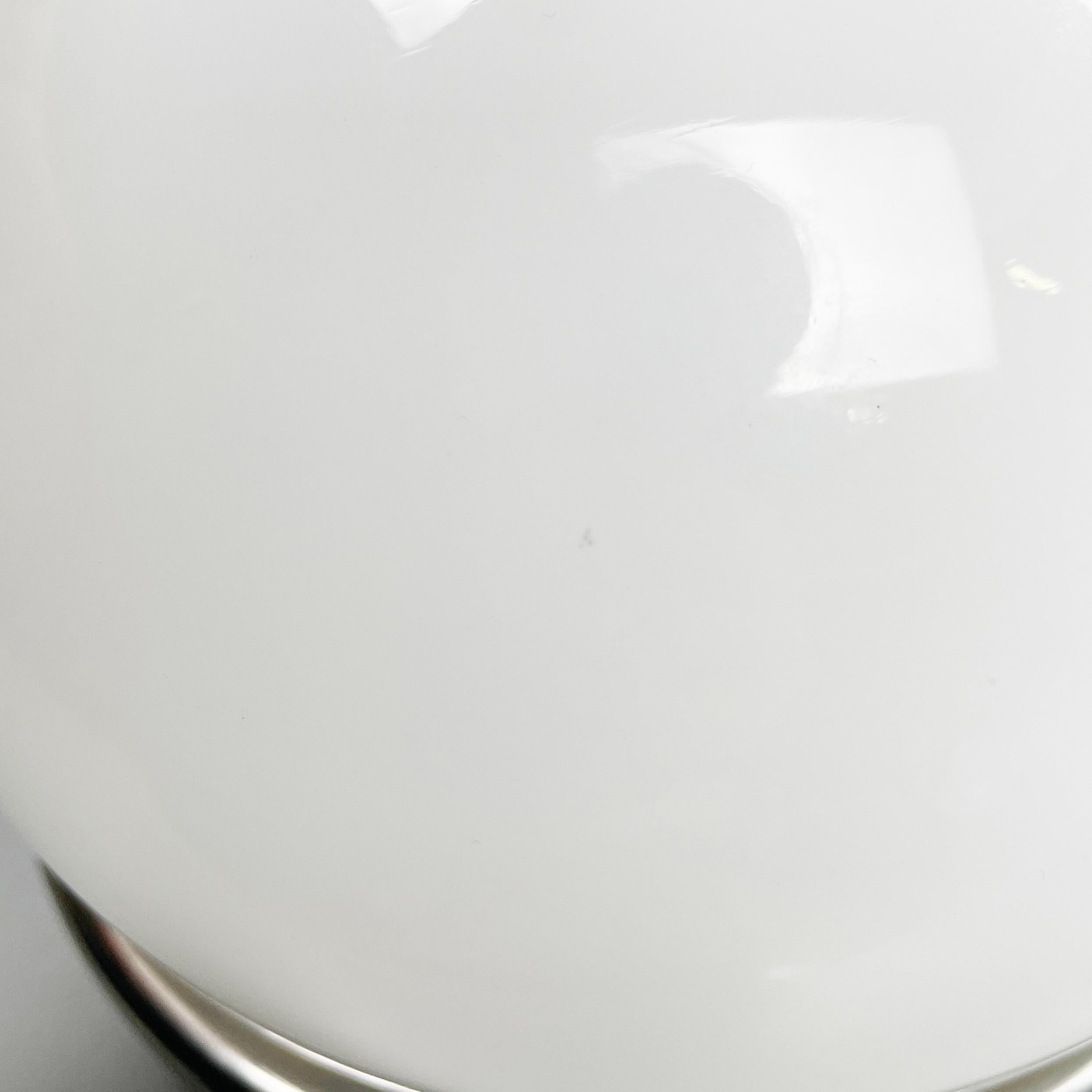 Steel Italian space age table lamps in opaline glass and steel, 1970s For Sale