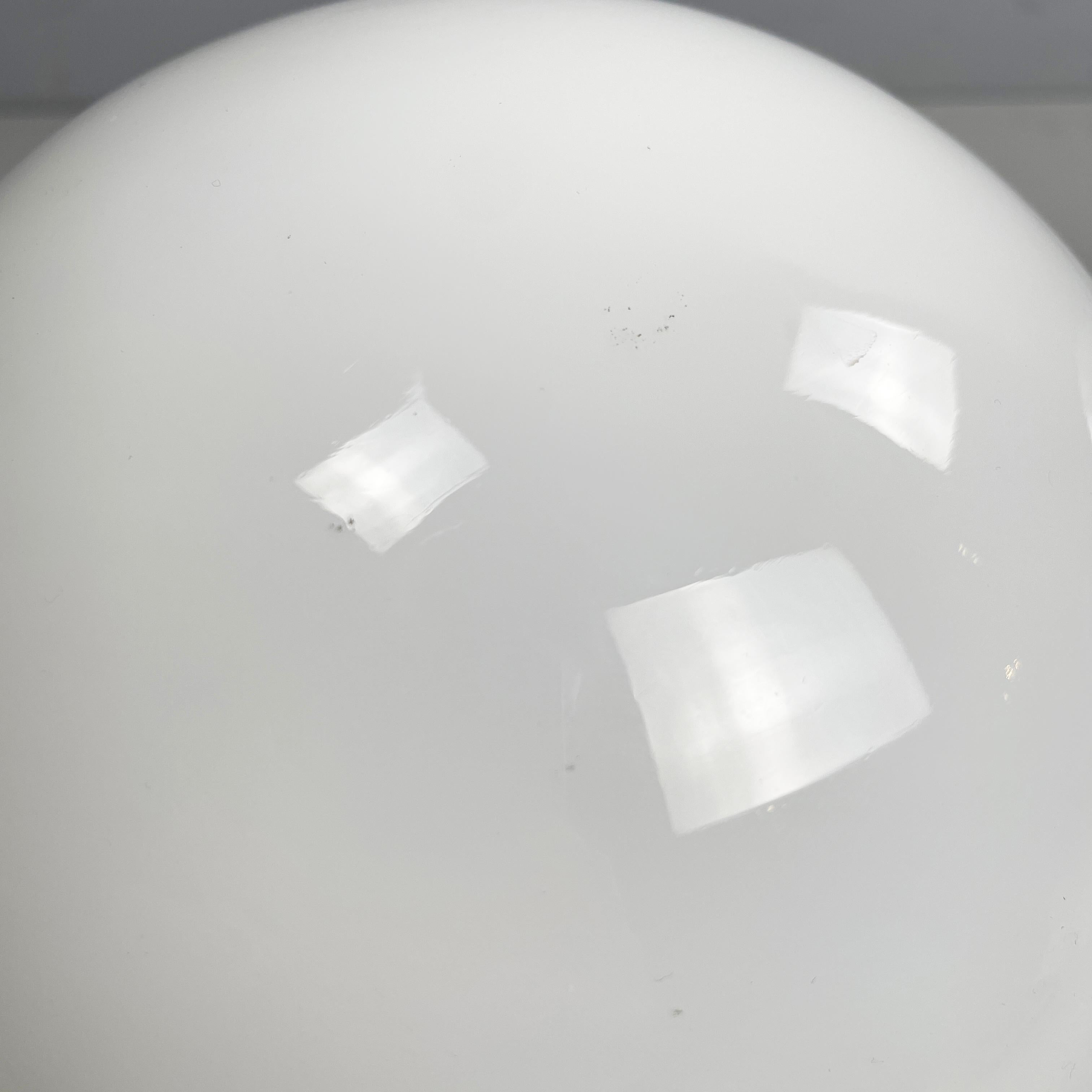 Italian space age table lamps in opaline glass and steel, 1970s For Sale 1