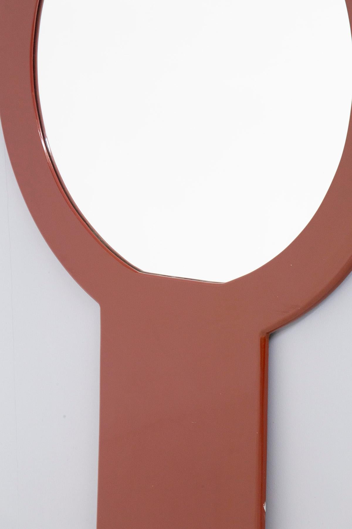 Late 20th Century Italian Space Age Wall Mirror by F.Lli Sbrilli in Red Lacquered Wood