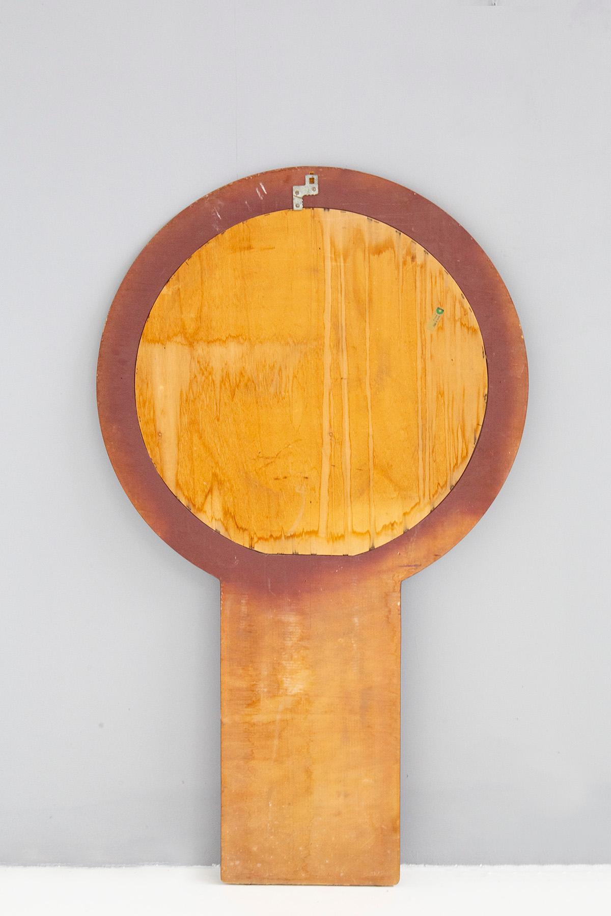 Italian Space Age Wall Mirror by F.Lli Sbrilli in Red Lacquered Wood 2