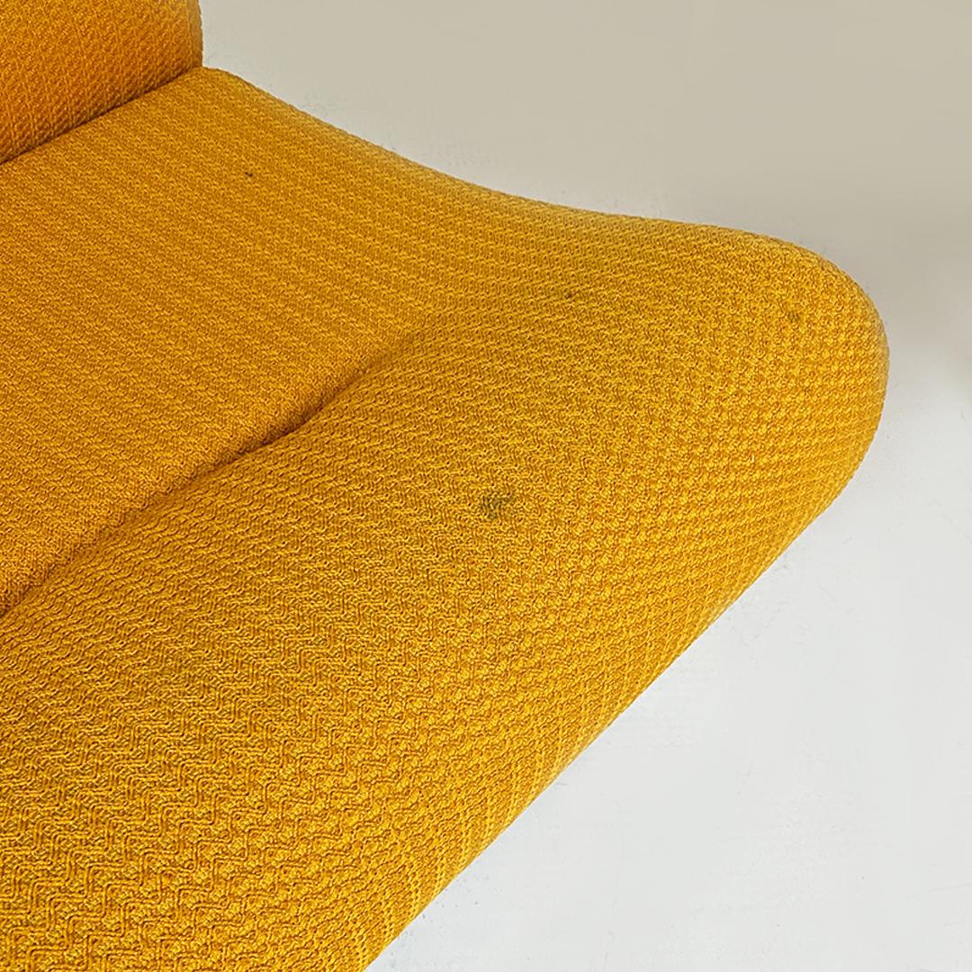Italian space age white abs and mustard yellow fabric pair of armchairs, 1970s 10