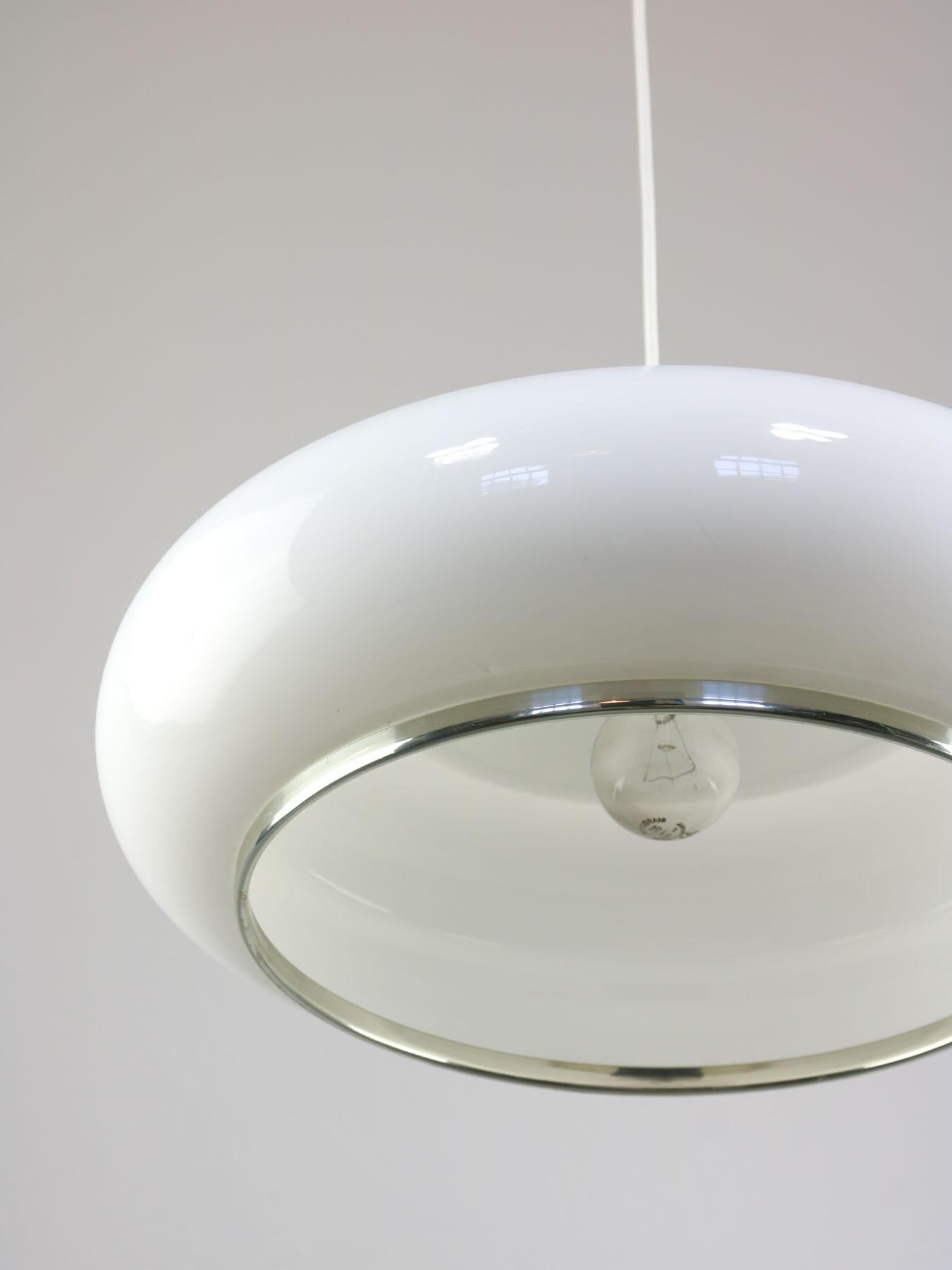 Space Age Italian Space-age White Acrylic Pendant Lamp For Sale