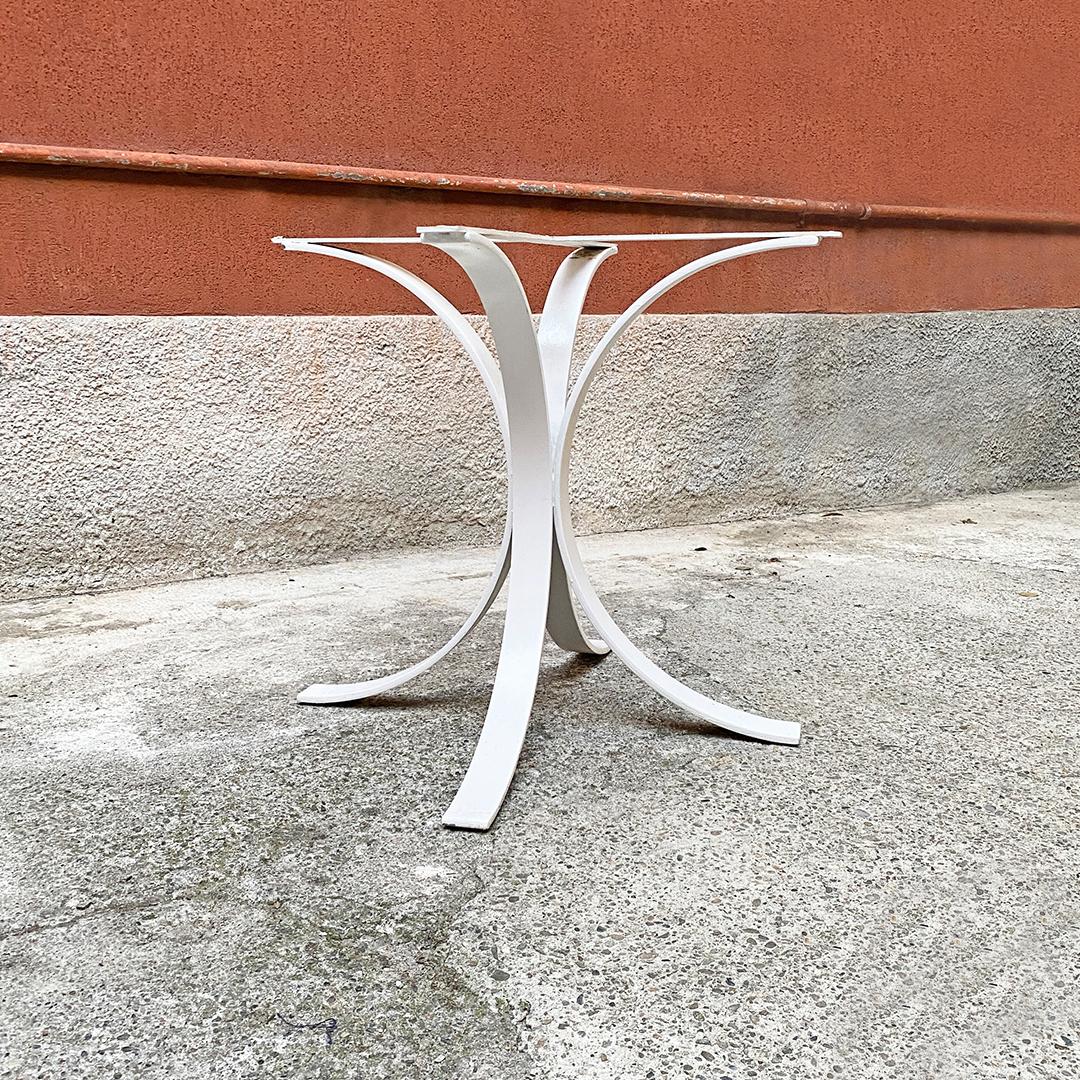 Late 20th Century Italian Space Age White Curved Steel Base for Round Top Table, 1970s For Sale