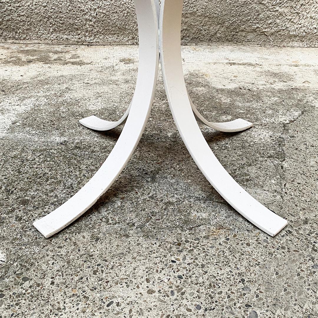 Italian Space Age White Curved Steel Base for Round Top Table, 1970s For Sale 3