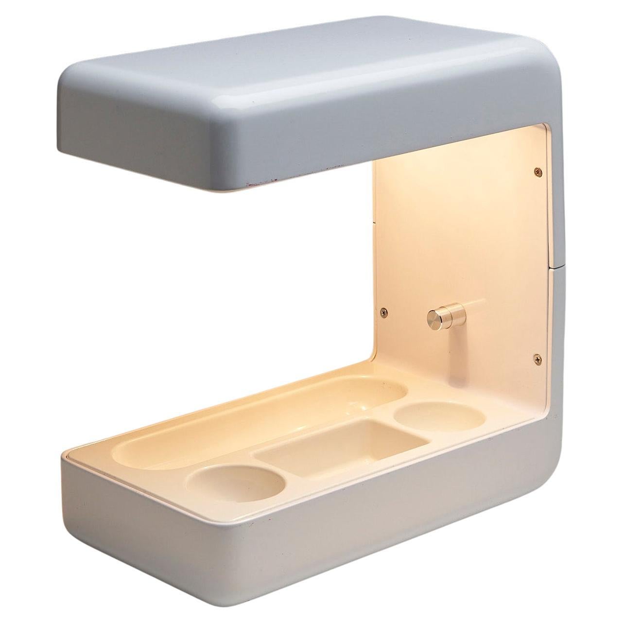 Italian Space Age White "Isos" Desk Lamp 
Organizer by Tronconi, 1972 For Sale