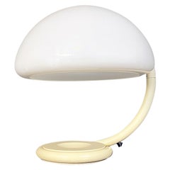 Italian Space Age White Metal and Plastic Serpente Table Lamp by Martinelli 1970