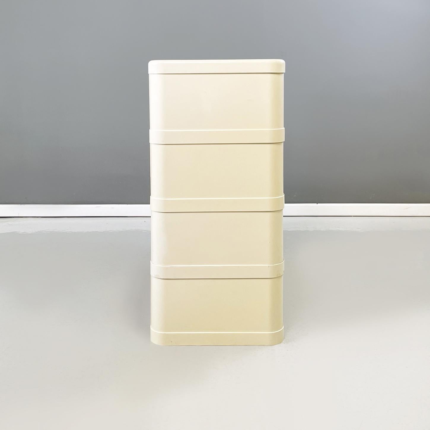 Italian Space age white modular chest of drawer 4964 Olaf Von Boh Kartell 1970s In Good Condition For Sale In MIlano, IT