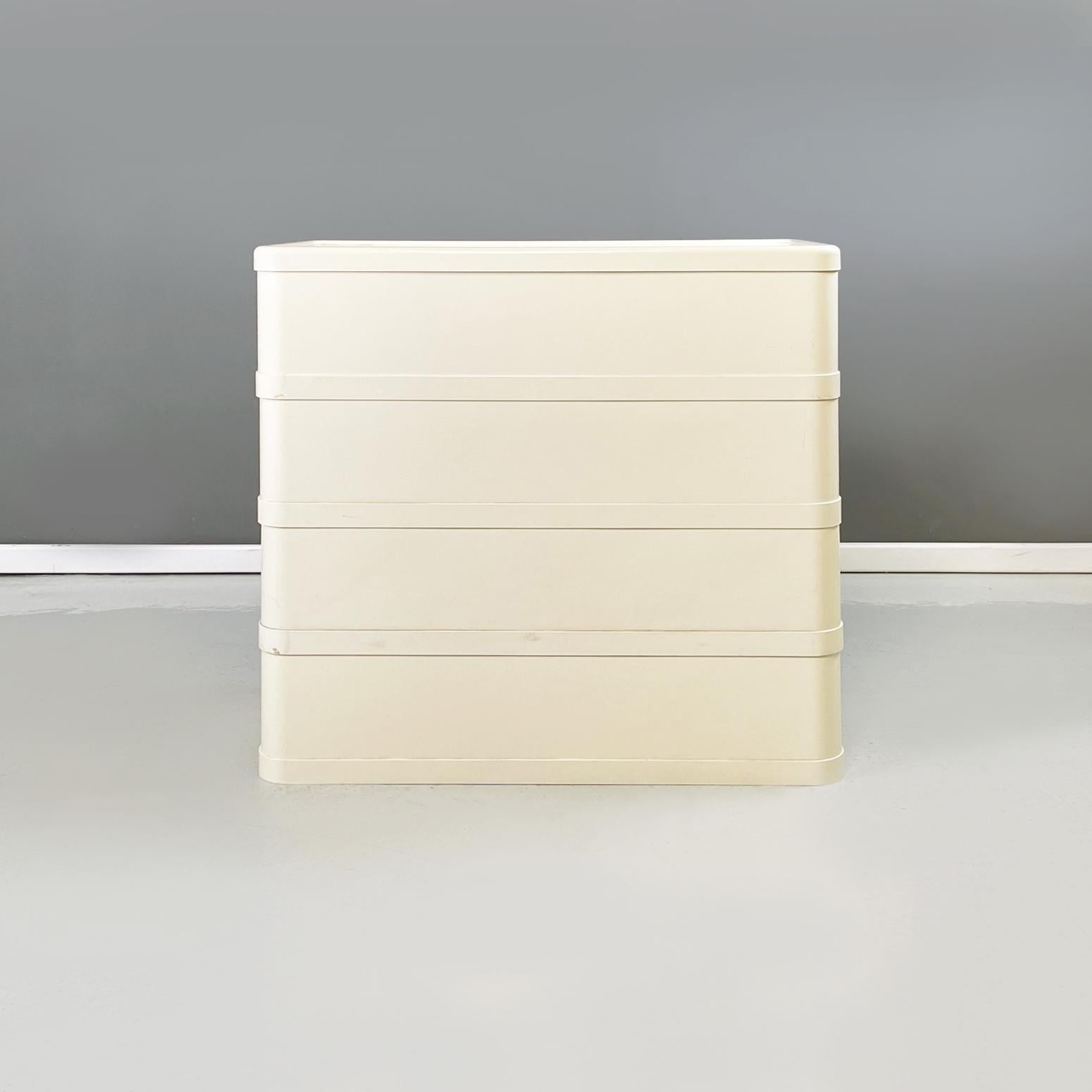 Late 20th Century Italian Space age white modular chest of drawer 4964 Olaf Von Boh Kartell 1970s For Sale