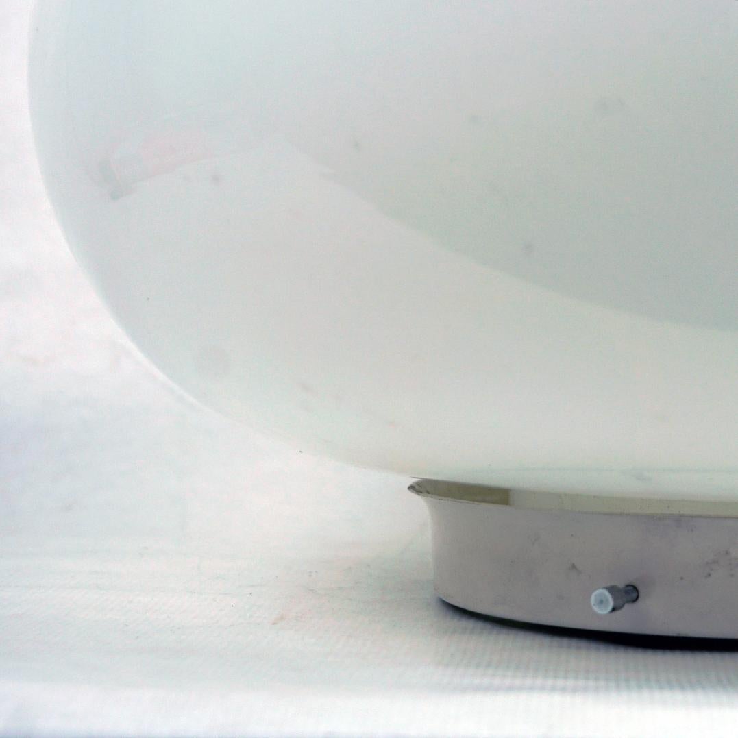 Lacquered Italian Space Age White Opaline Glass Table Lamp in the Style of Sergio Asti