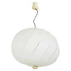 Italian Space Age White Plastic & Chromed Metal Three Lights 1960s Pendant