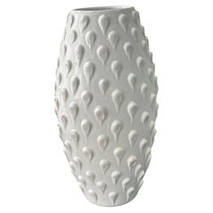 Italian Space Age White Vase in Glazed Ceramic by Bitossi 1970s