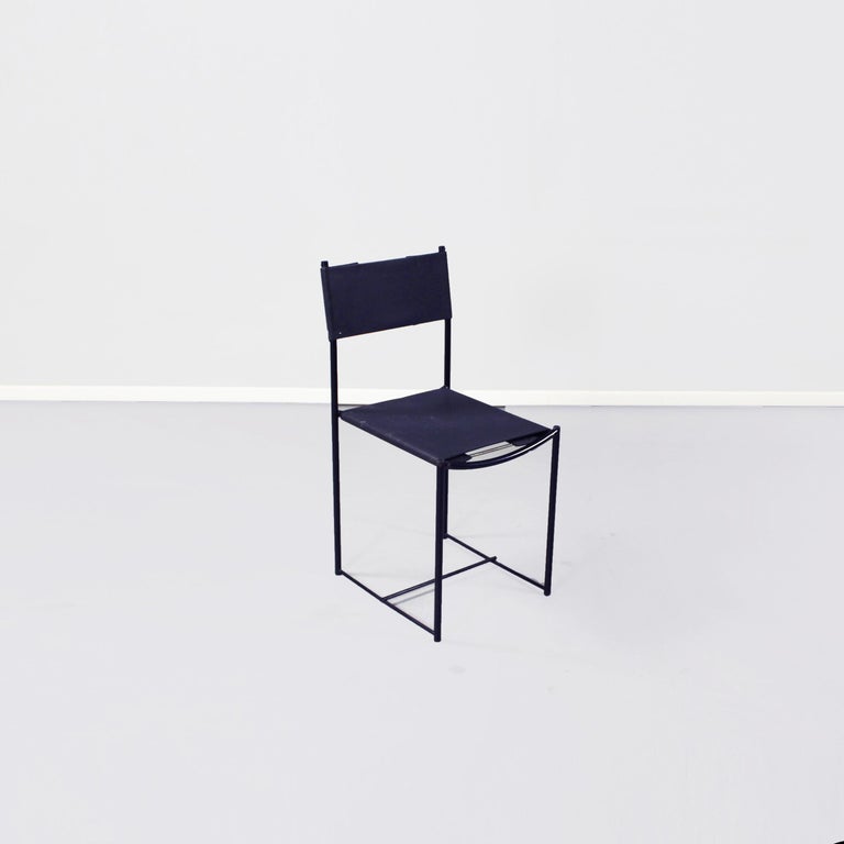 Italian Spaghetti chair by Giandomenico Belotti for Alias ??design, 1980s. 
Spaghetti chair with black painted metal structure, seat and back in black ecological leather.

Design by Giandomenico Belotti for Alias ??design, 1980s.

Very good