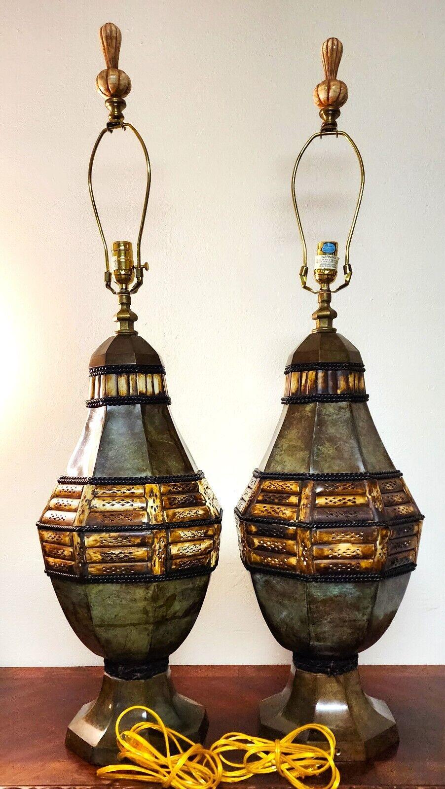 For FULL item description click on CONTINUE READING at the bottom of this page.

Offering One Of Our Recent Palm Beach Estate Fine Lighting Acquisitions Of A
Pair of Large Italian Spanish Style Table Lamps
These are heavy, substantial lamps and will