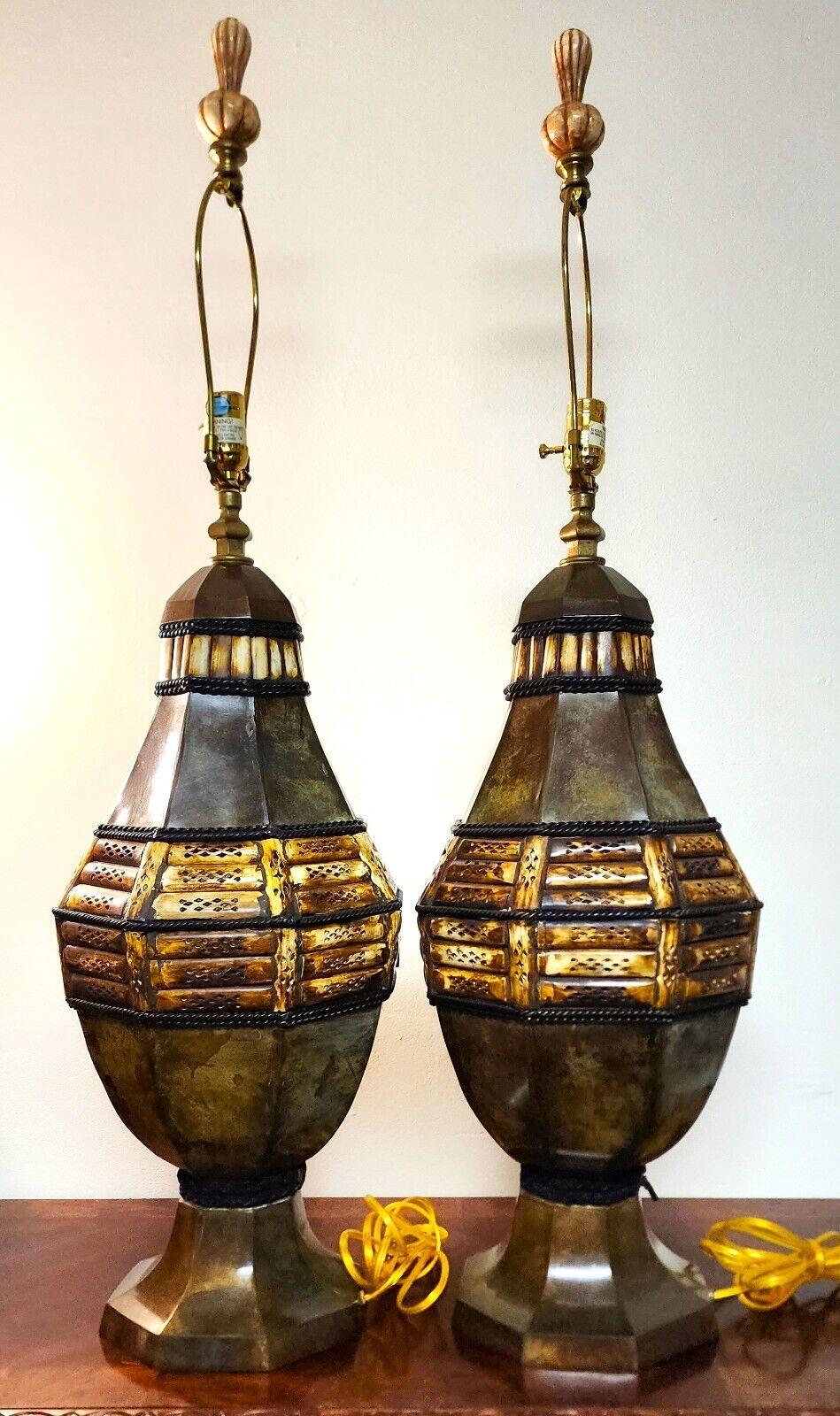 Italian Spanish Style Table Lamps - A Pair In Good Condition For Sale In Lake Worth, FL