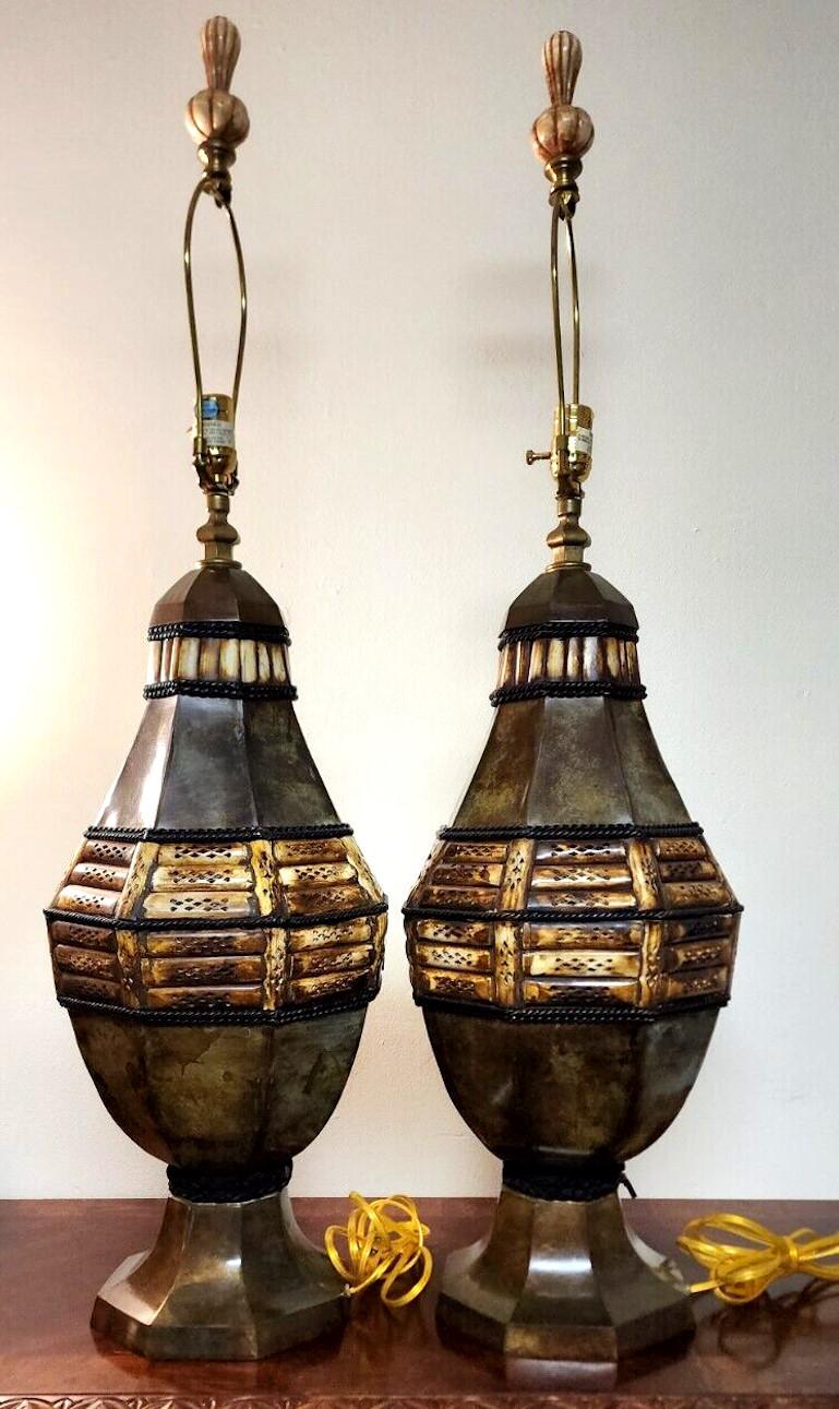 Italian Spanish Style Table Lamps - A Pair In Good Condition For Sale In Lake Worth, FL