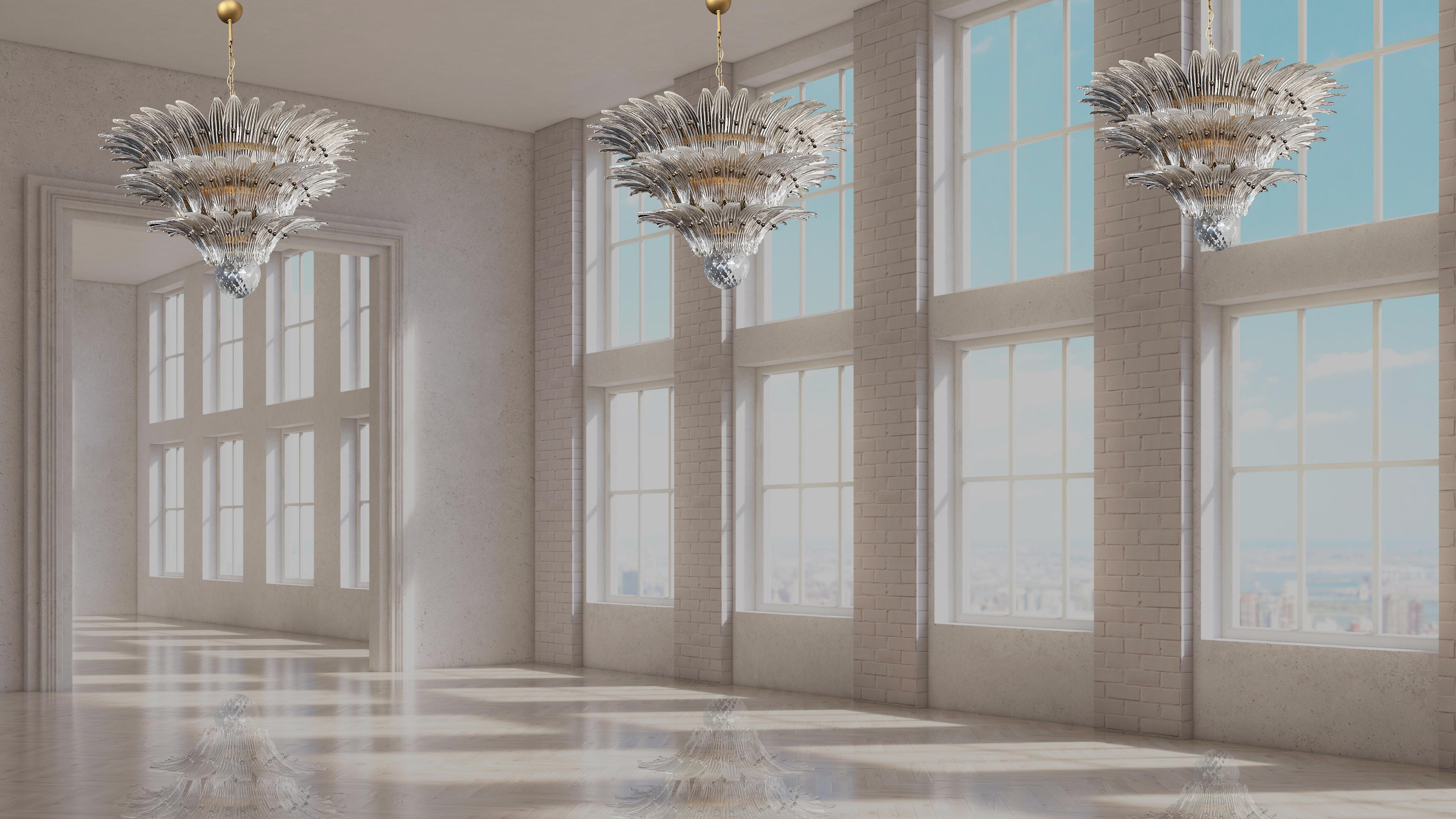 Lampadario italiano Deco a foglie di Murano in vendita 4