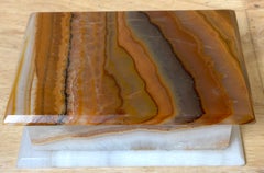 Italian Specimen Agate and Alabaster Hinged Table Box, Circa 1950s