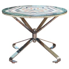 Italian Specimen Marble and Chrome Plated Center Table