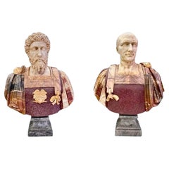 Italian Specimen Marble Busts of Roman Emperors, A Pair