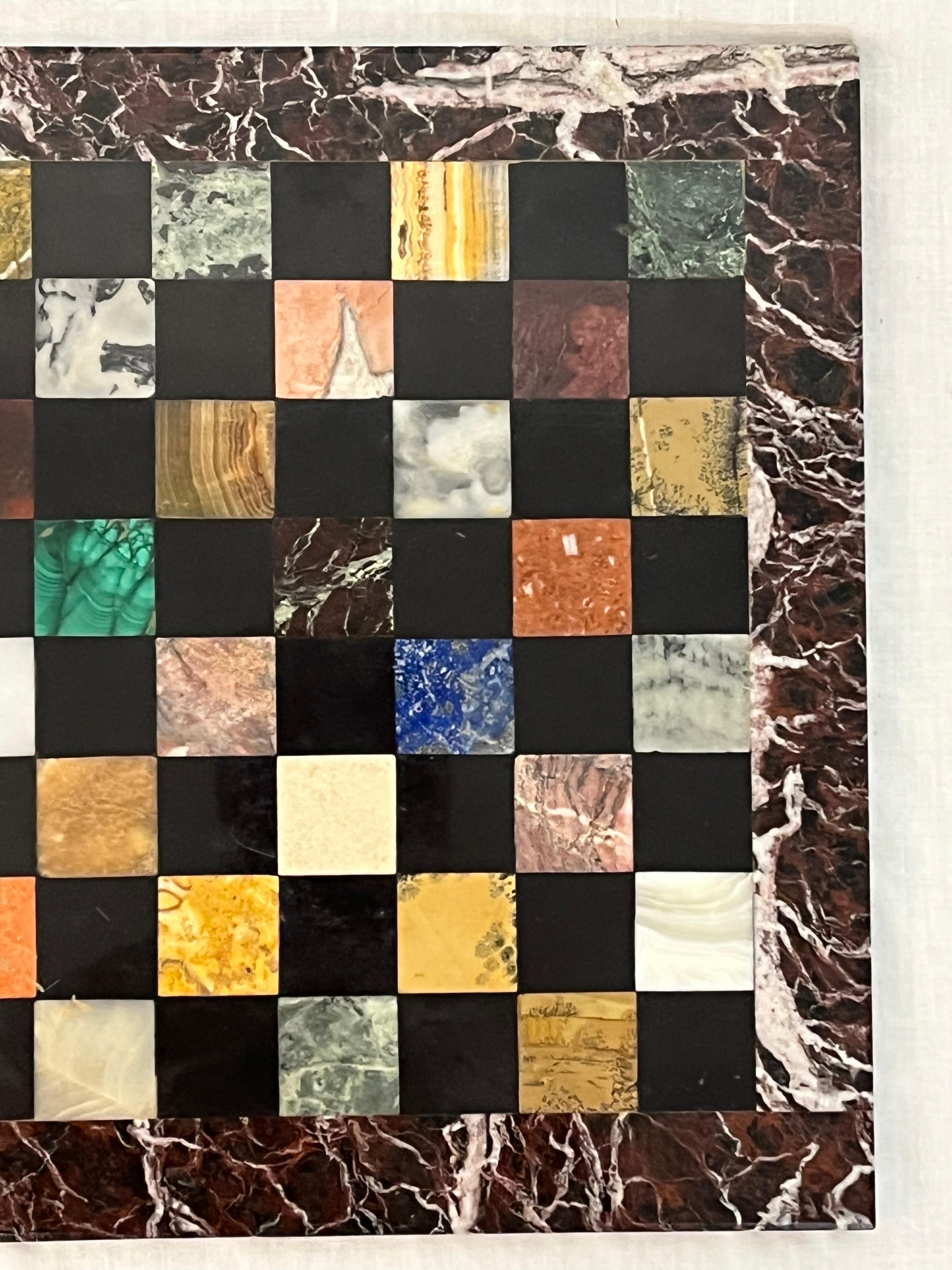 Italian Specimen Marble Florentine Midcentury Chess Board Il Mosaico Di Firenze 3