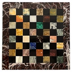 Vintage Italian Specimen Marble Florentine Midcentury Chess Board Il Mosaico Di Firenze