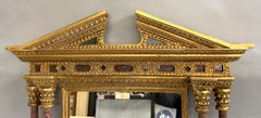 Italian Specimen Marble Mirror with Giltwood Capitals and Archetypal Top