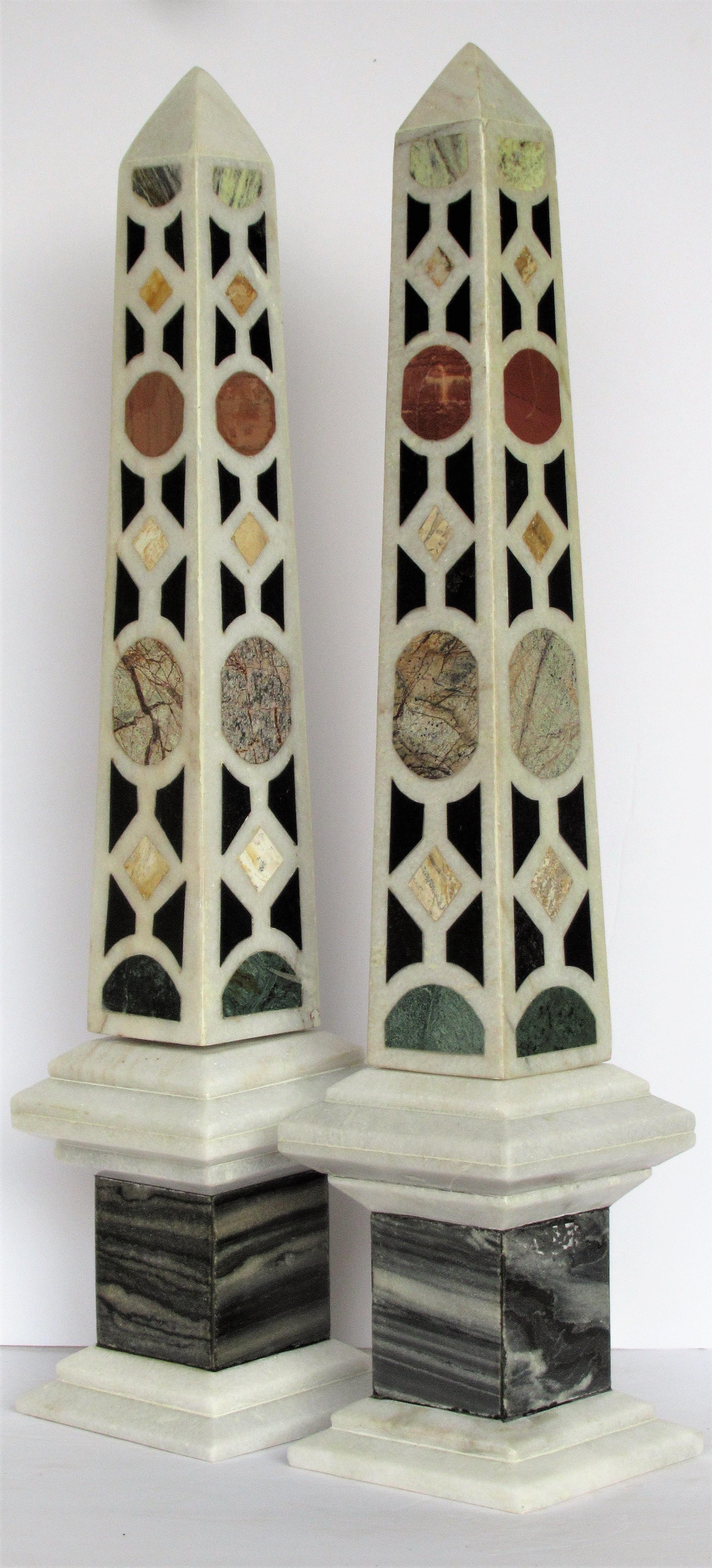 Italian Specimen Marble Obelisks In Good Condition In Rochester, NY