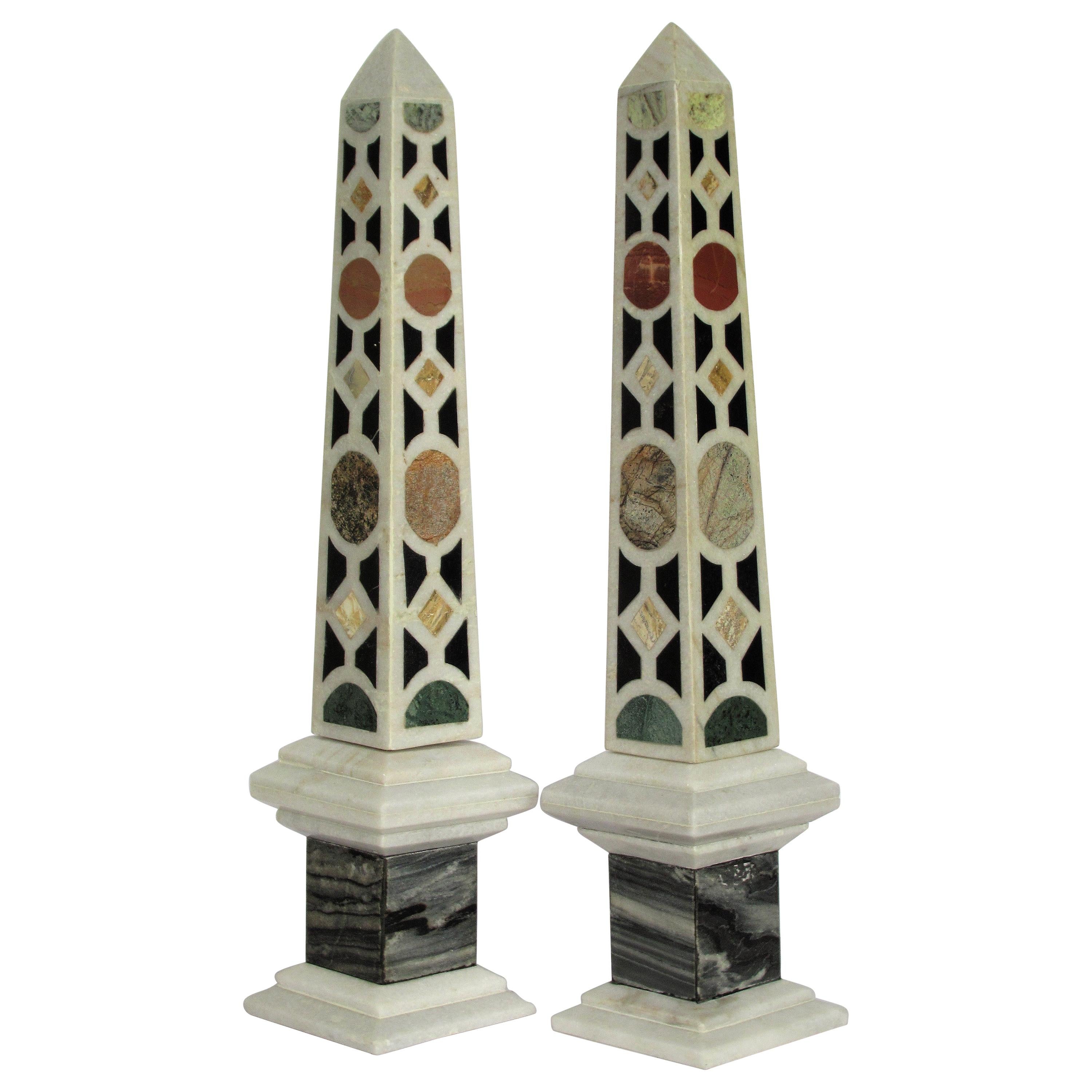 Italian Specimen Marble Obelisks