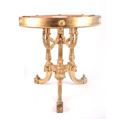 Italian Specimen Table Marble Top Gilt Pietra Dura