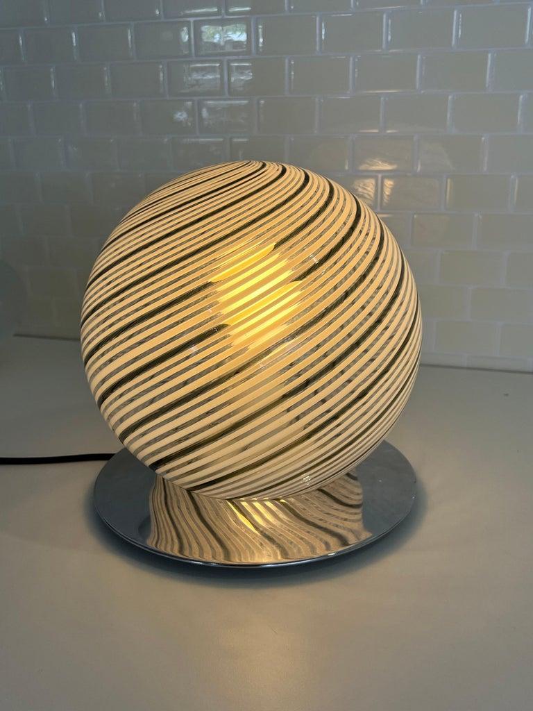 Other Italian Spheric Murano Glass Table Lamp chrome Base by Tronconi 1970s For Sale