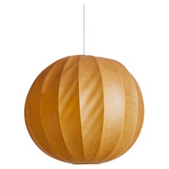 Italian Spherical Ochre Cocoon Pendant Light, 1960s