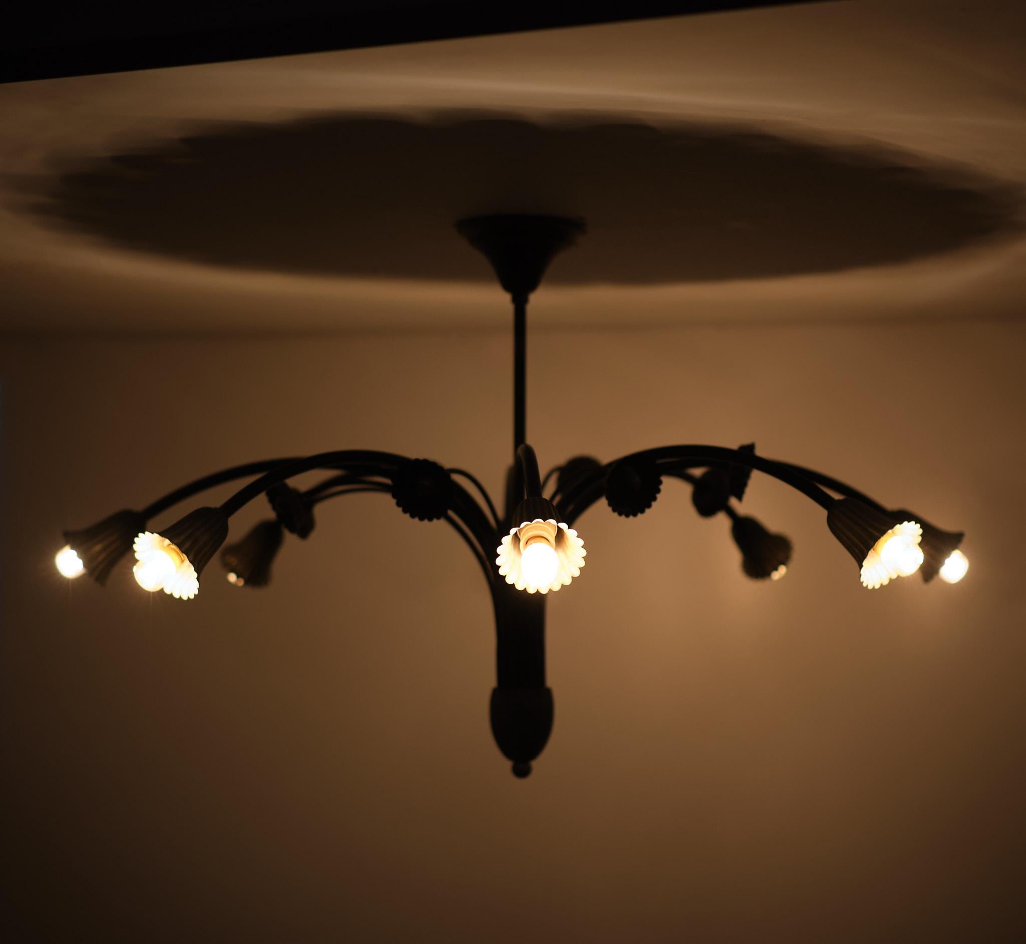 Italian Spider Chandelier 1950s For Sale 3