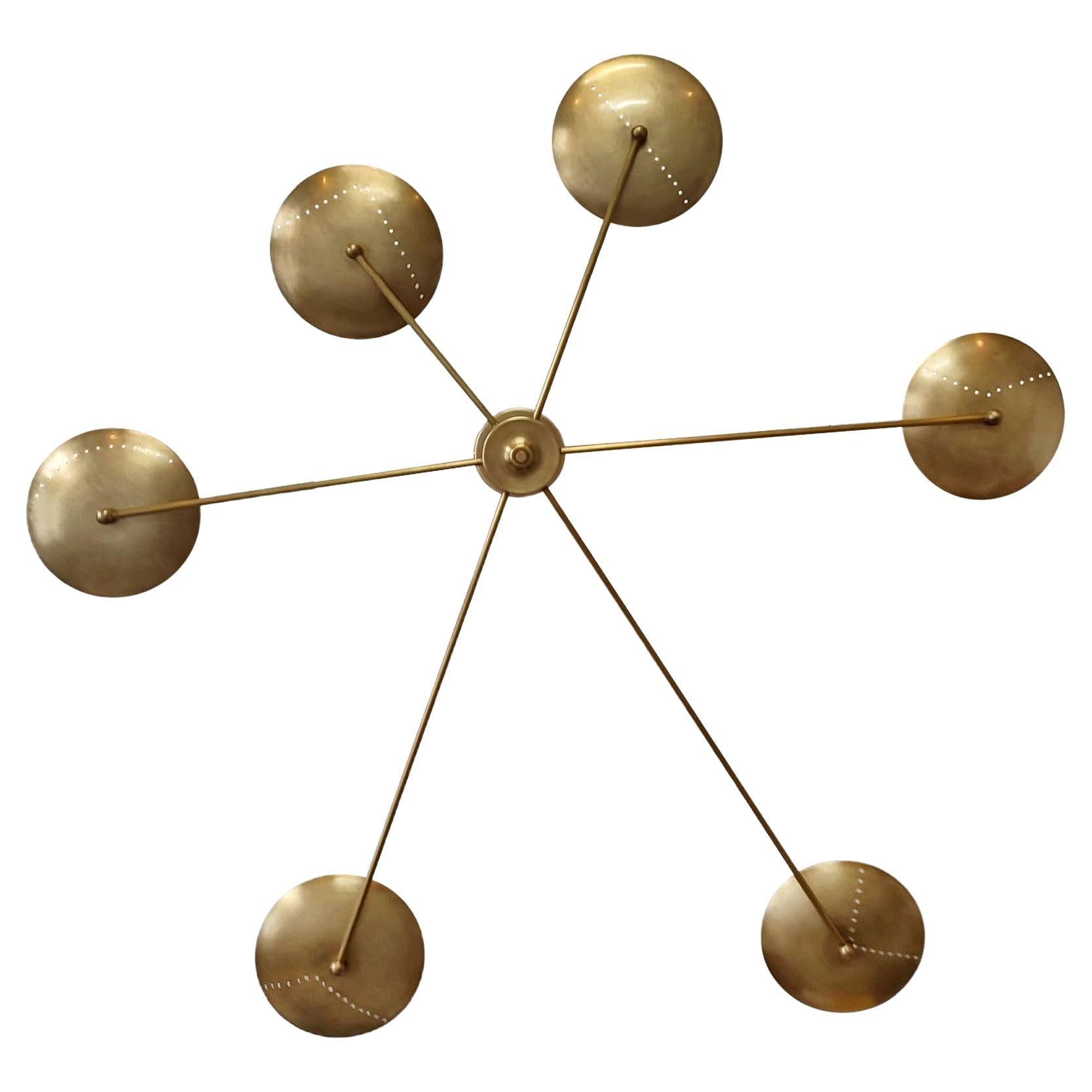 Lampada da parete o da incasso Spider italiana, ottone patinato, stile metà secolo