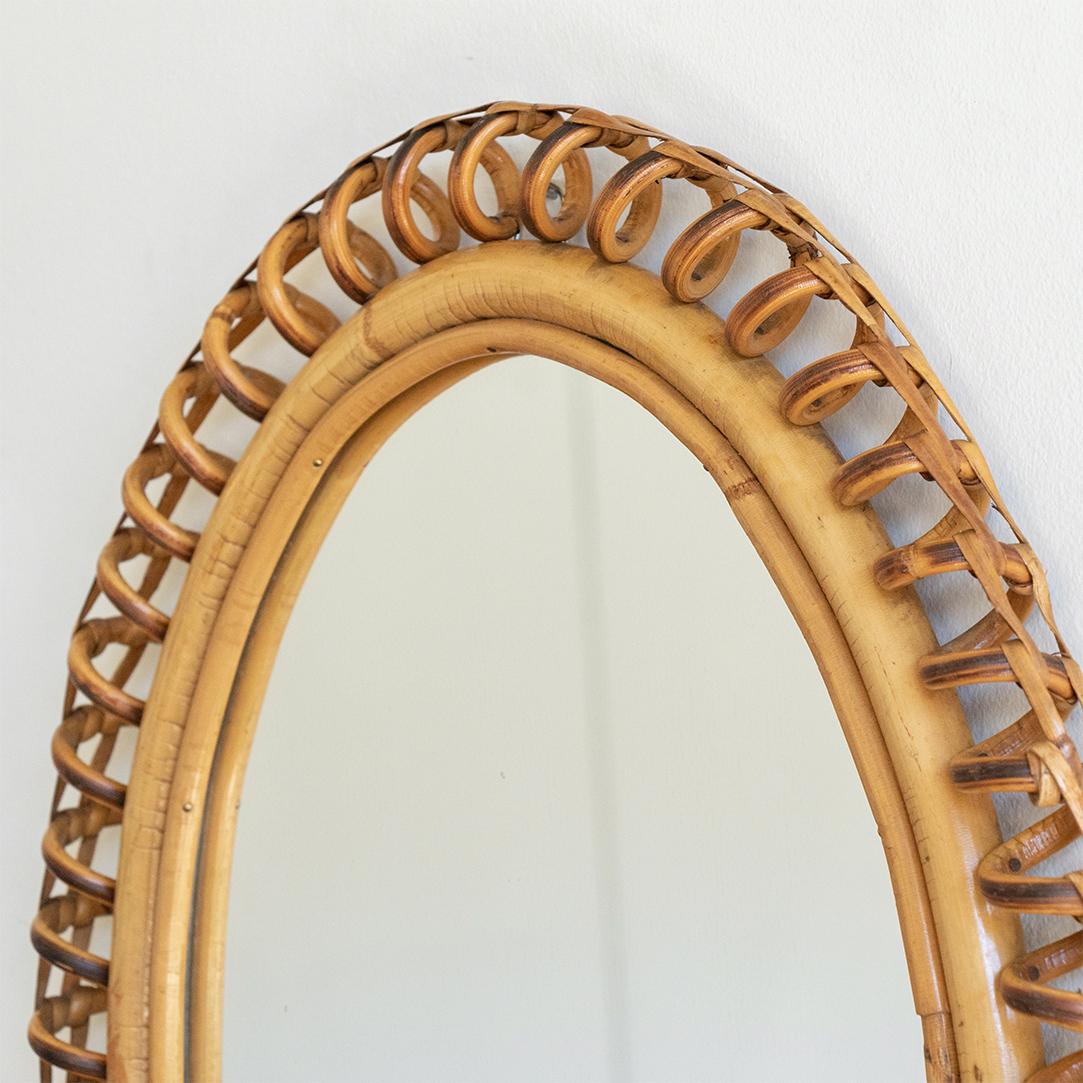 Italian Spiral Rattan Mirror 1