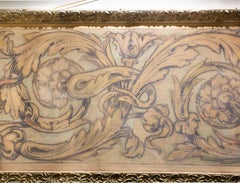 Stampa su tela "Frutta e fogliame" in stile rococò italiano Spolvero con cornice antica