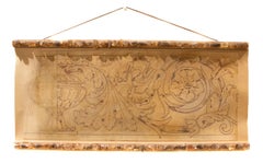 Italian Spolvero Rococo Print on Canvas Framed with Citrine Crystals