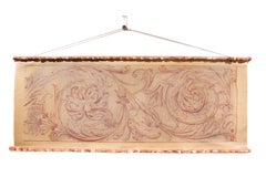 Italian Spolvero Rococo Print on Canvas Framed with Red Phantom Quartz Crystals