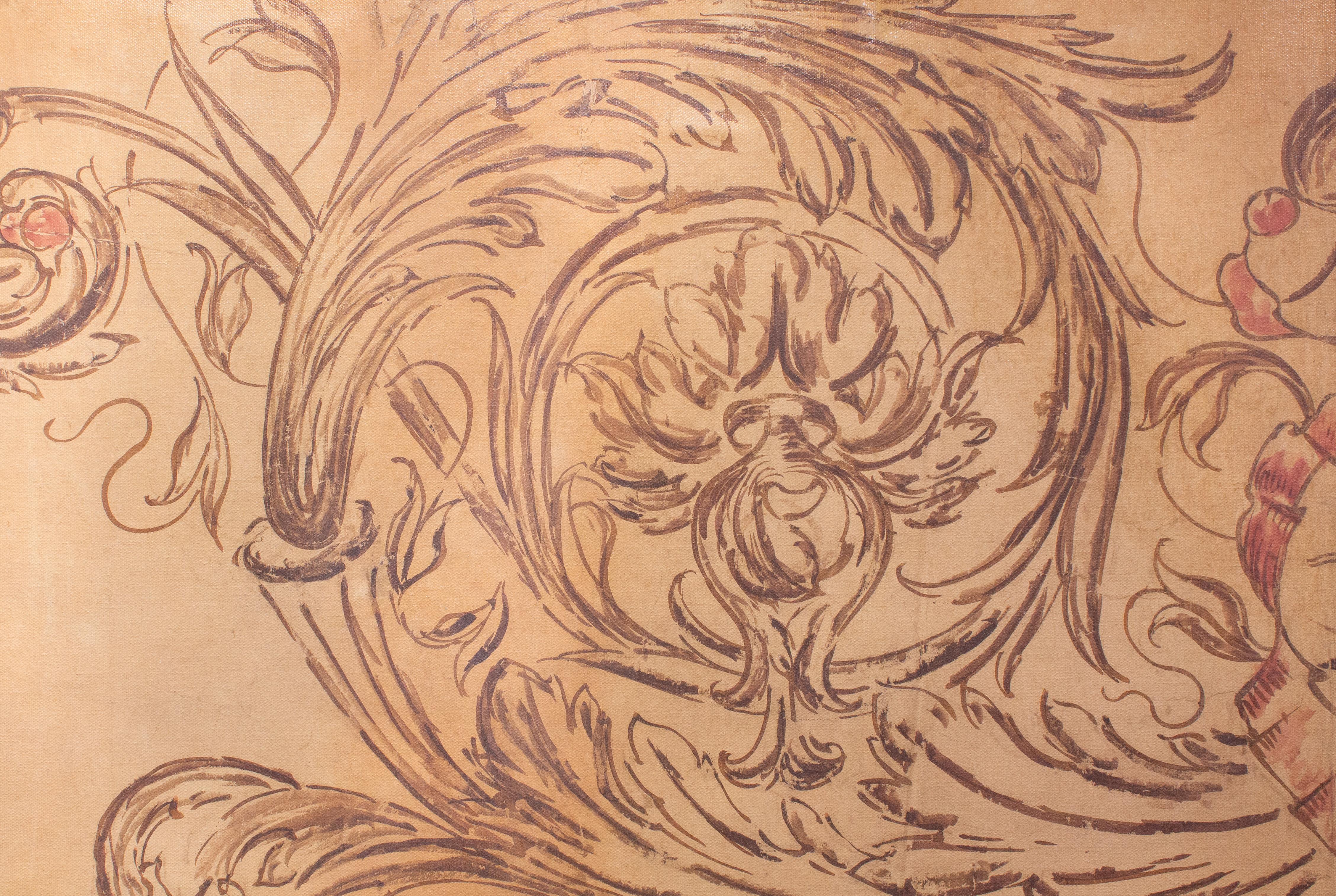 Motif de fresque spolvero italienne du XVIIIe siècle imprimé sur toile et encadré avec un cadre de moulure antique et des cristaux de citrine.

Le Spolvero est une méthode artistique qui consiste à transférer un dessin d'une impression sur la