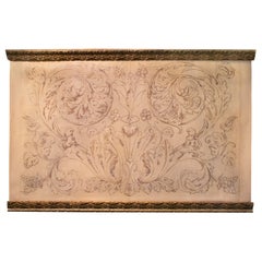Impression italienne Spolvero Rococo sur toile avec cadre ancien