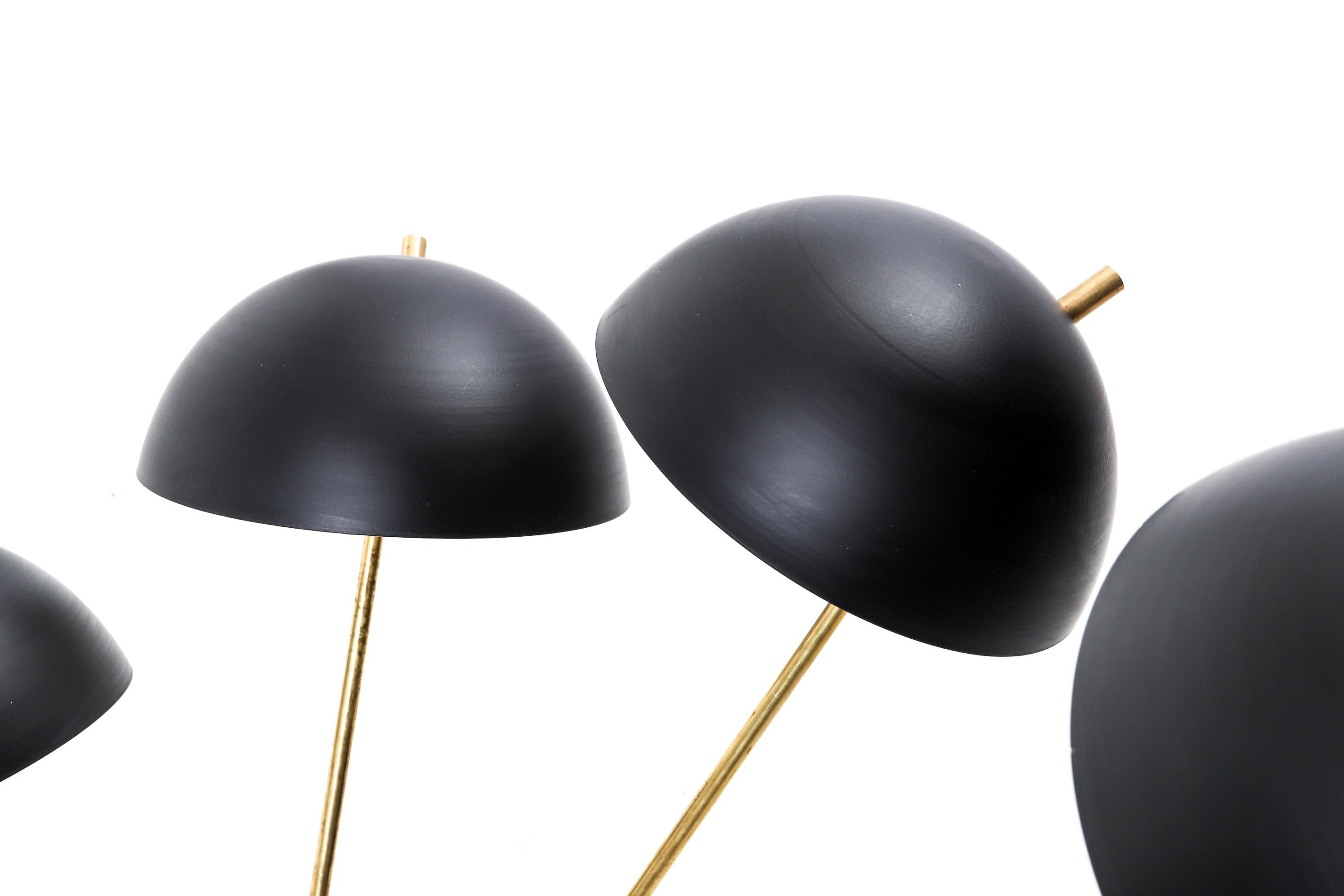 Mid-Century Modern Italian Sputnik Ceiling Lamp Gino Sarfatti 50s Stilnovo Style in Brass & Black For Sale