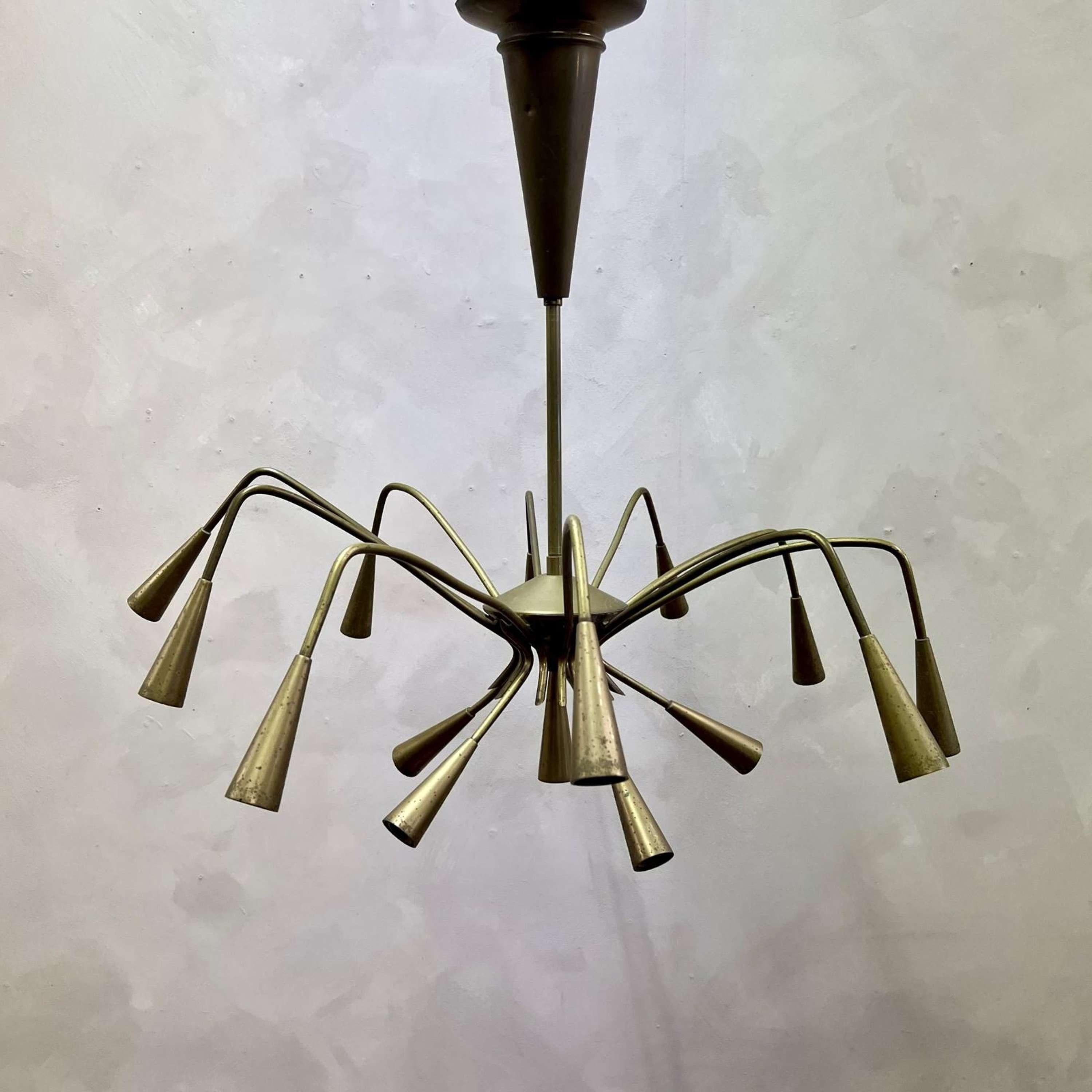 Brass Italian Sputnik Chandelier by Lumi For Sale