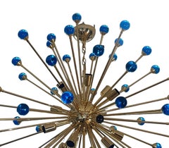 Italian Sputnik Chandelier Cobalt Blue Murano Glass Spheres, Early 21st Century.
