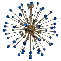 Italian Sputnik Chandelier Cobalt Blue Murano Glass Spheres, Early 21st Century.