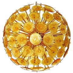 Italian Sputnik Chandelier w/ Amber Murano Glass, 1980s