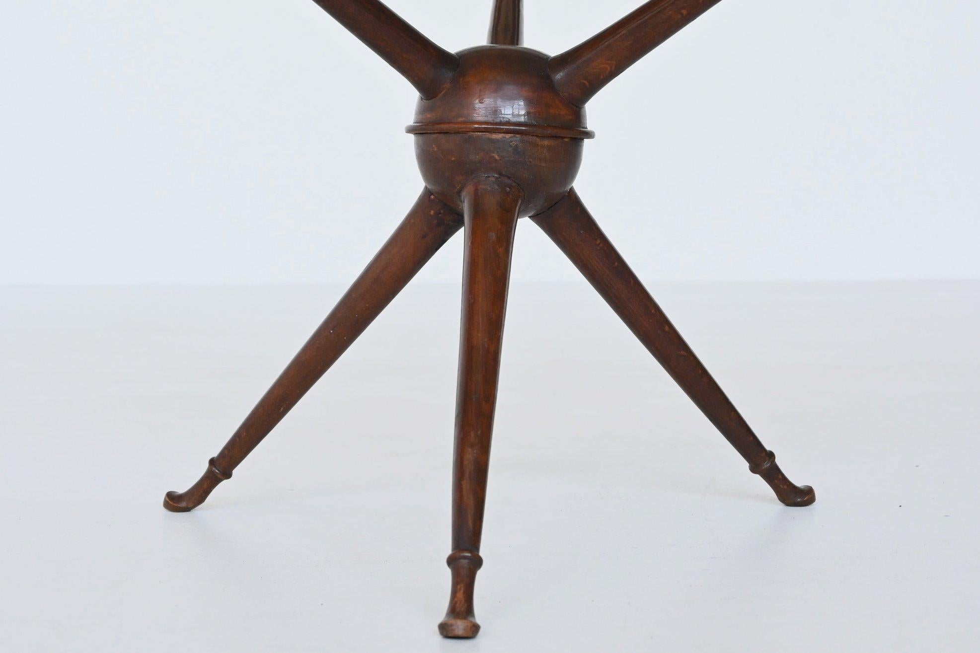 Italian Sputnik side table mahogany and glass tripod Italy 1950 3